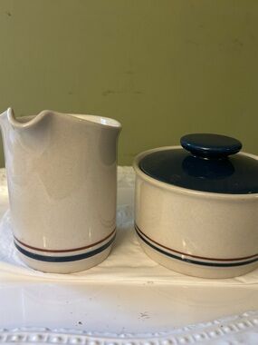 Corelle Callaway Stripe Creamer and Sugar Bowl Set- in Original Box